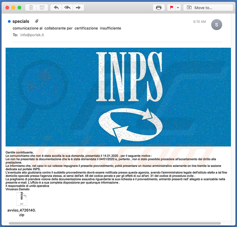 INPS-themed spam email used to spread Ursnif (Gozi) trojan