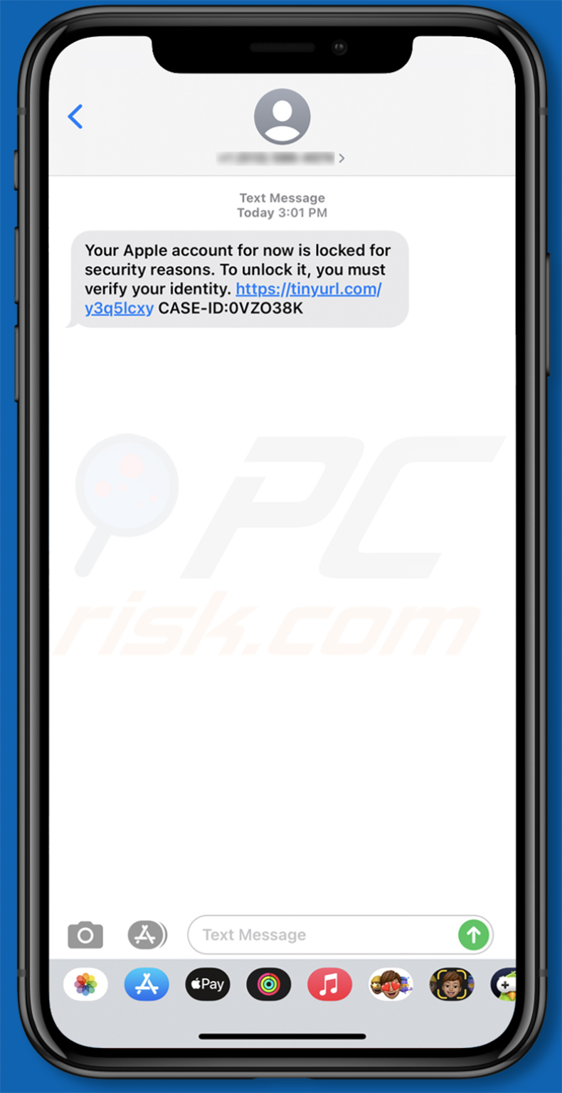 Apple account is now locked smishing scam