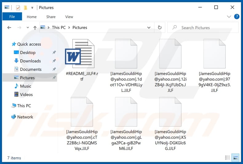 Files encrypted by JJLF ransomware (.jjlf extension)