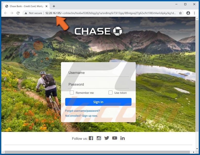 Fake JPMorgan Chase login website