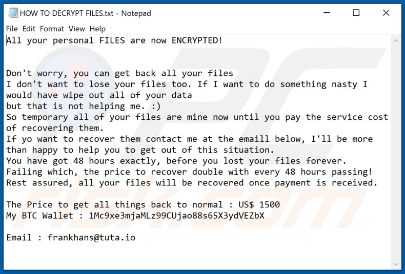 Lockerxxs ransomware text file (HOW TO DECRYPT FILES.txt)