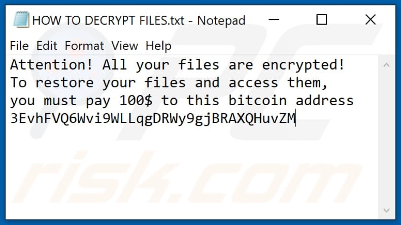 Motion ransomware text file (HOW TO DECRYPT FILES.txt)
