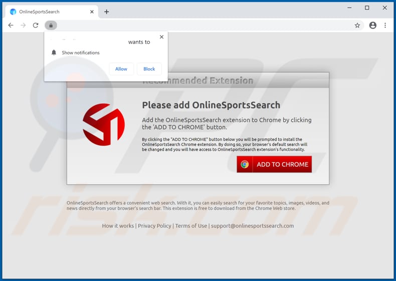 onlinesportssearch browser hijacker promoter