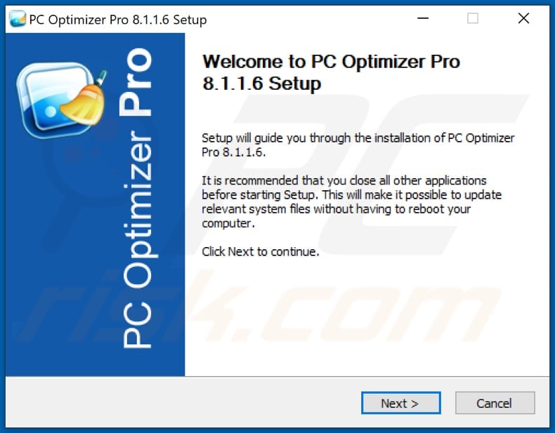 PC Optimizer Pro PUA installation setup