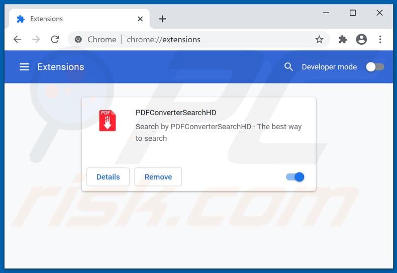 Removing pdfconvertersearchhd.com related Google Chrome extensions