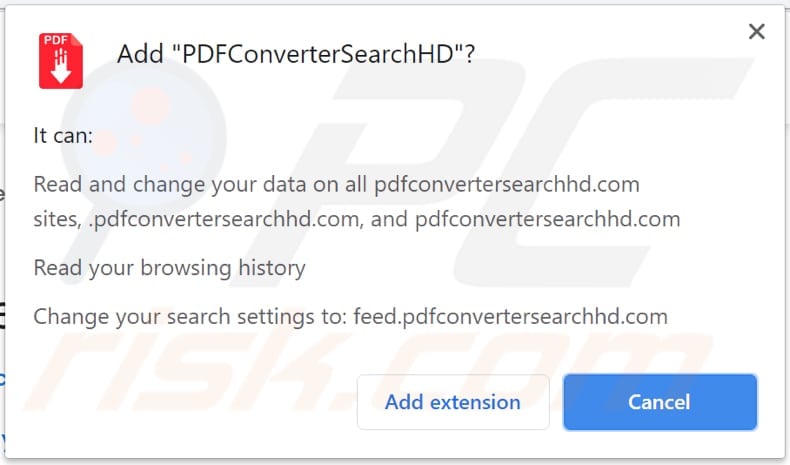 pdfconvertersearchhd browser hijacker notification
