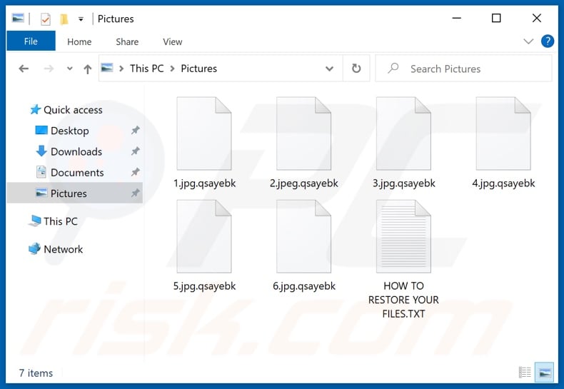 Files encrypted by Qsayebk ransomware (.qsayebk extension)