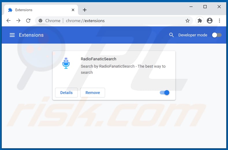 Removing radiofanaticsearch.com related Google Chrome extensions