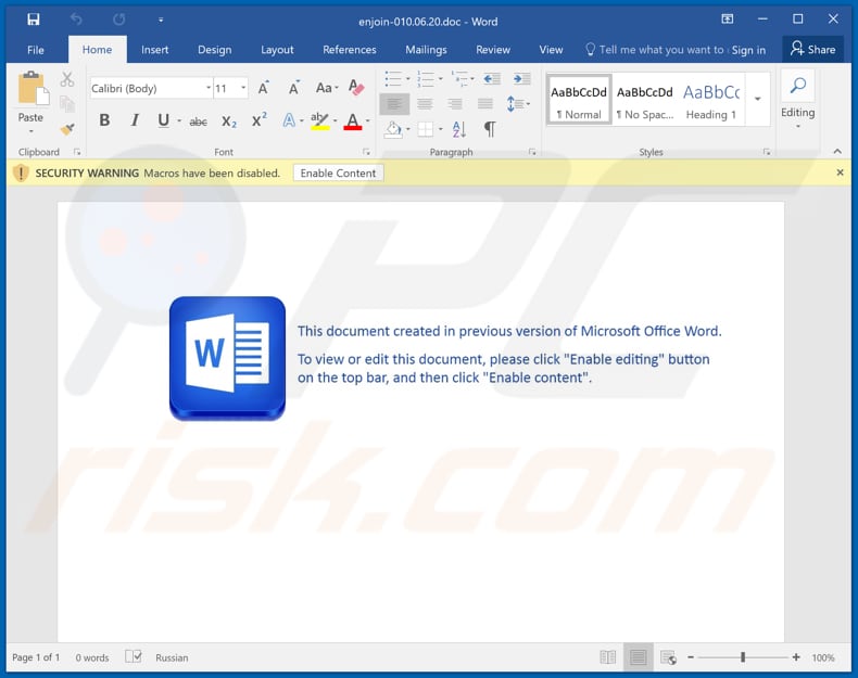 ransomexx malicious document used for distribution