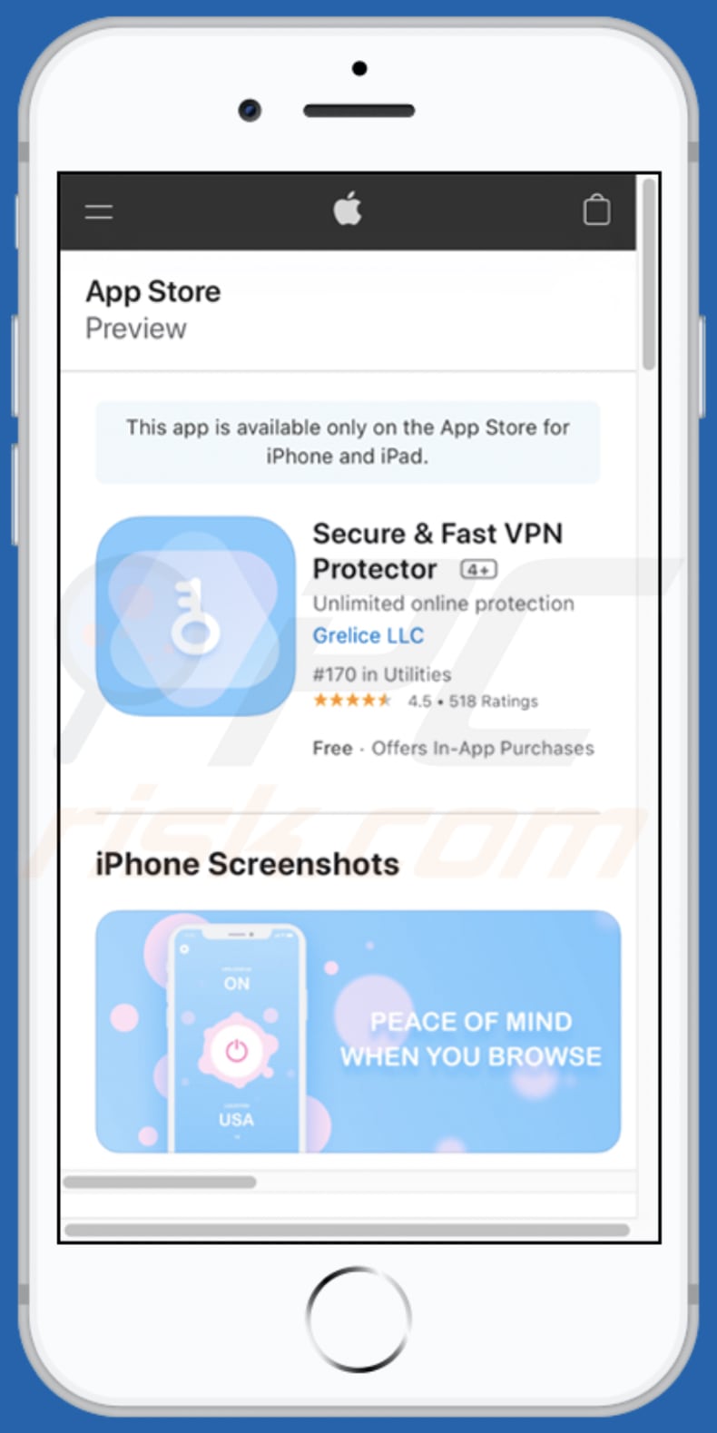 reander.net pop-up scam app promoted via main variant