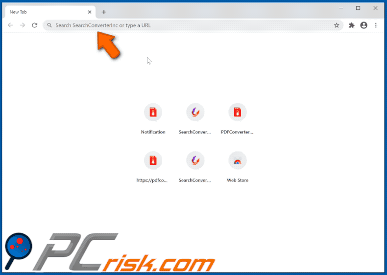 SearchConverterInc browser hijacker appearance (GIF)