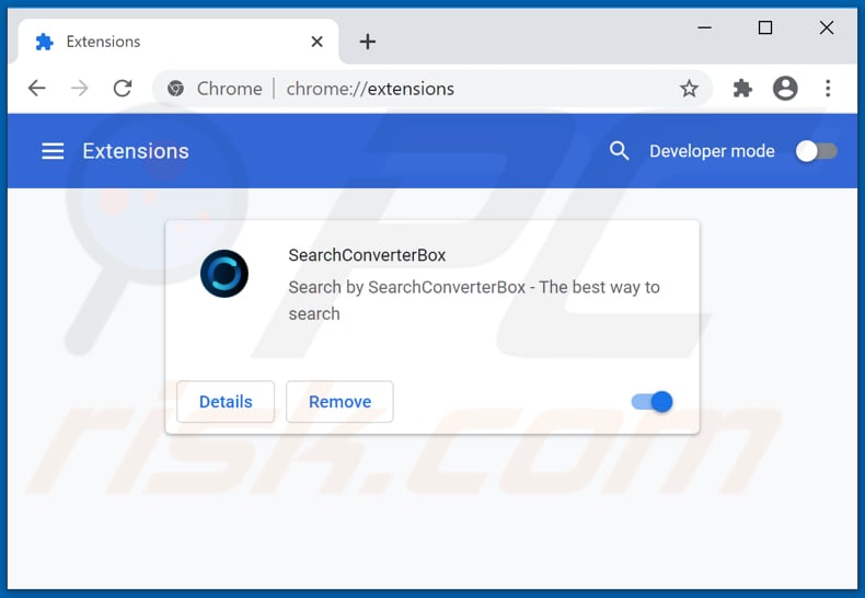 Removing searchconverterbox.com related Google Chrome extensions