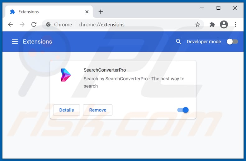 Removing searchconverterpro.com related Google Chrome extensions