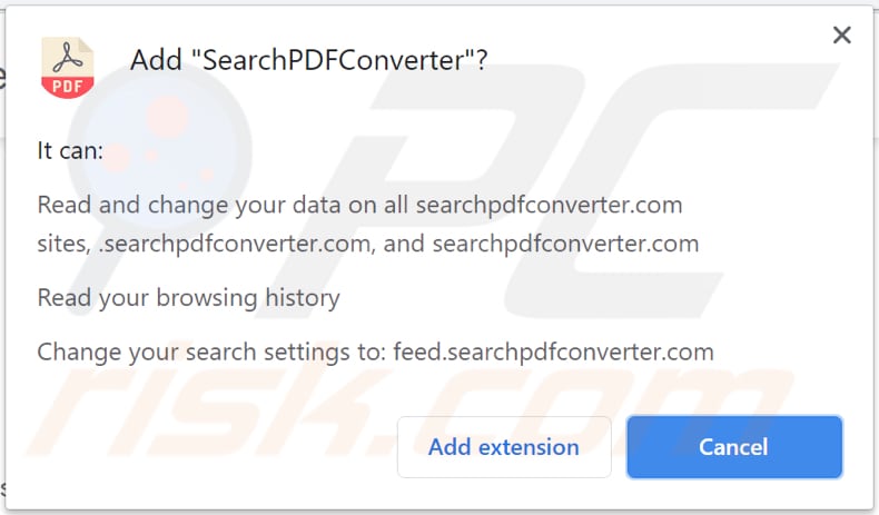 searchpdfconverter browser hijacker notification