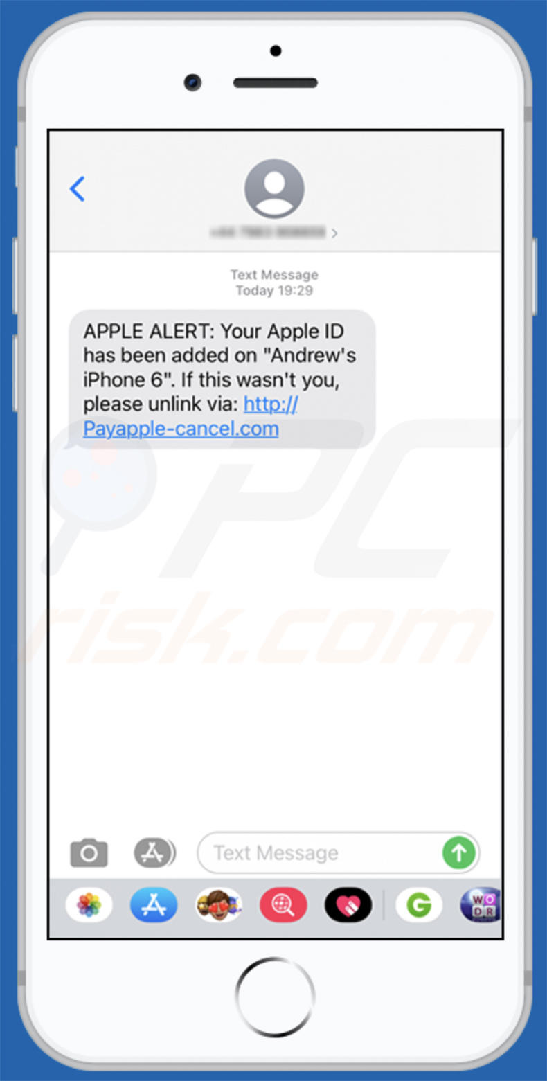 Apple ID-themed smishing scam 2021-01-19