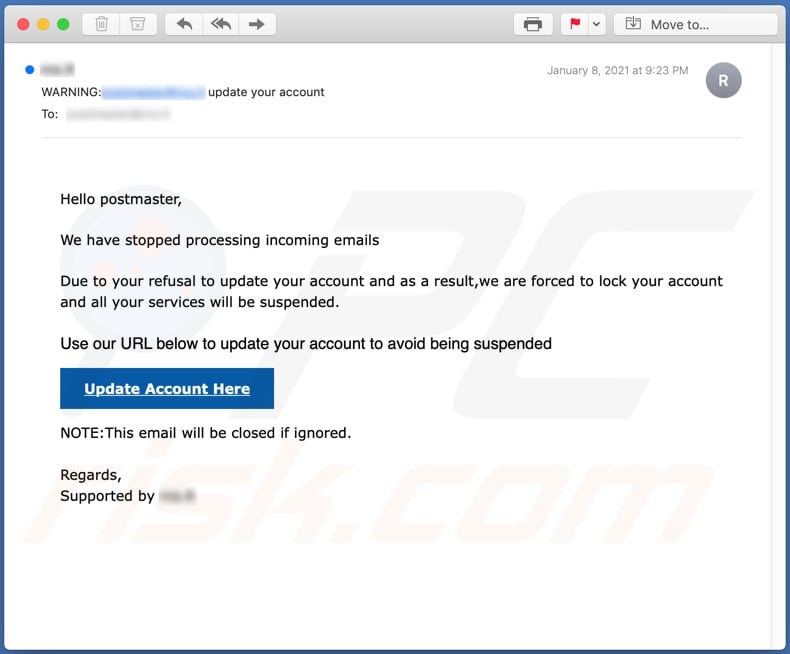 Stopped processing incoming emails spam campaign