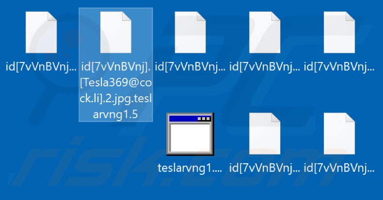 Files encrypted by TeslaRVNG1.5 ransomware (.teslarvng1.5 extension)