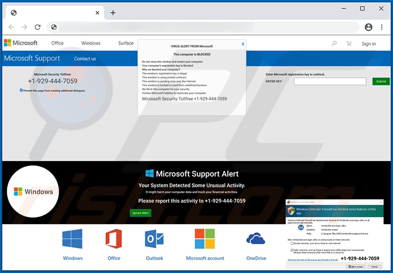 VIRUS ALERT FROM MICROSOFT pop-up scam (2021-01-25)