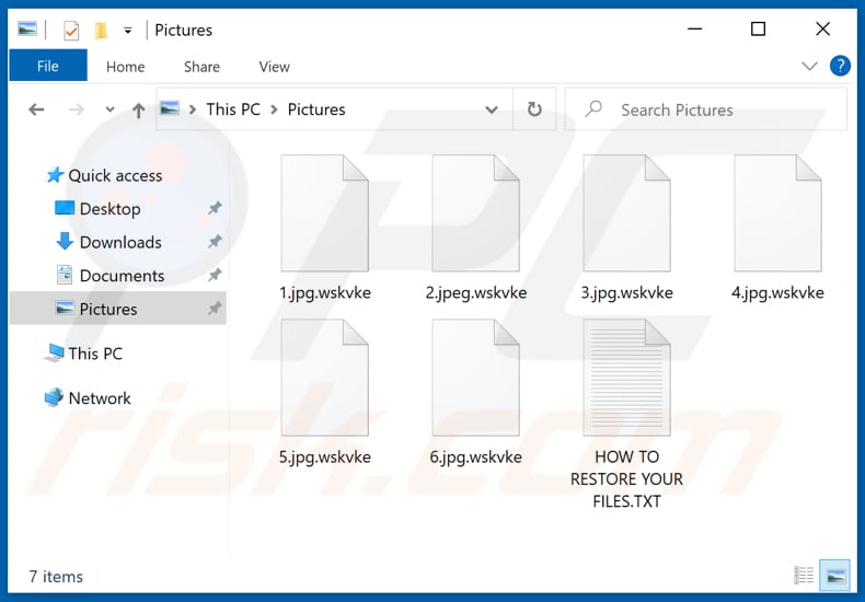 Files encrypted by Wskvke ransomware (.wskvke extension)