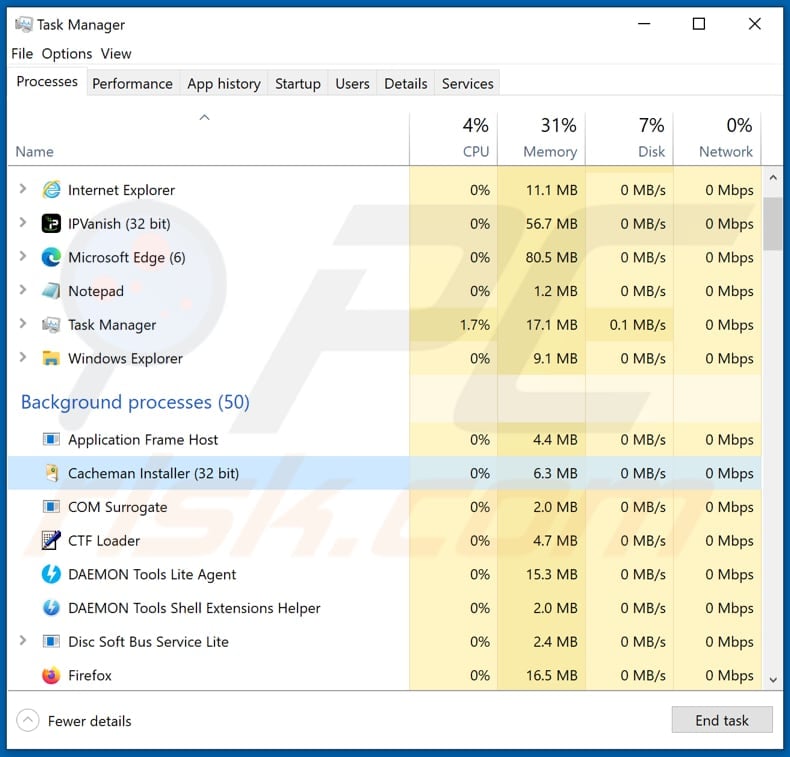 xenon stealer cacheman installer malicious process in task manager