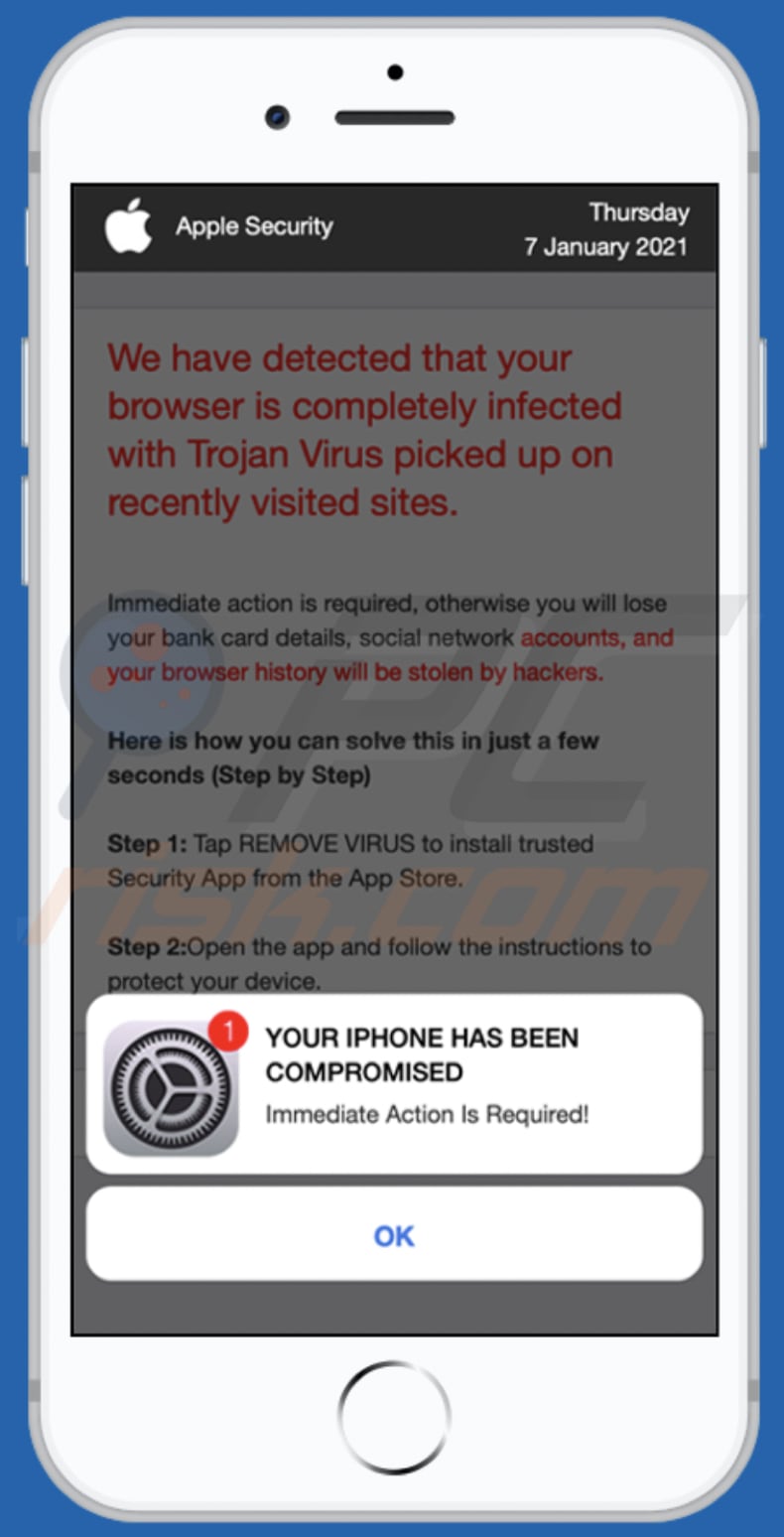 YOUR IPHONE HAS BEEN COMPROMISED POP-UP Scam (Mac) - steps, and macOS cleanup (updated)