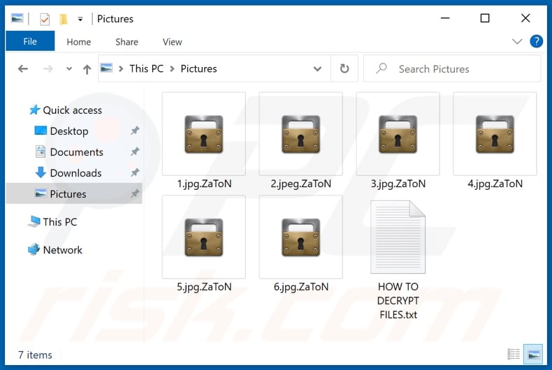 Files encrypted by ZaToN ransomware (.ZaToN extension)