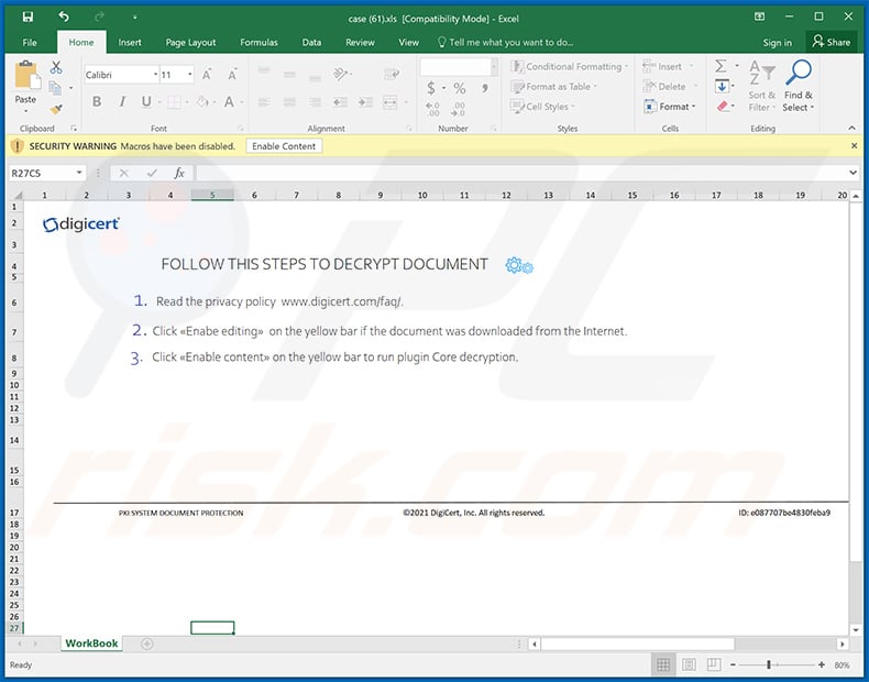 Malicious MS Excel document spreading ZLoader malware (2021-01-25)