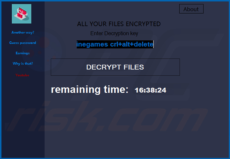 Ahmed Minegames ransomware pop-up window