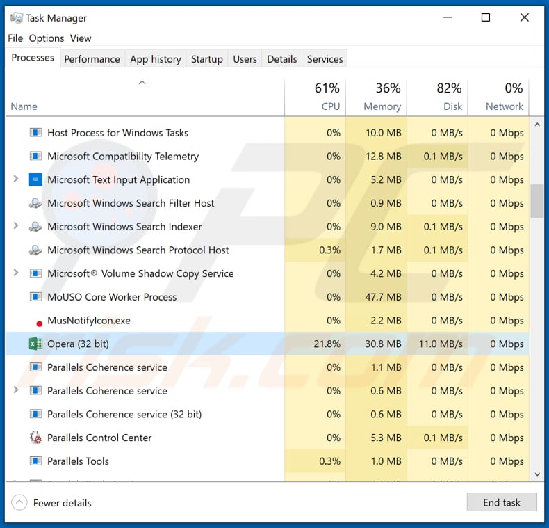 alumnilocker ransomware malicious opera process running in task manager