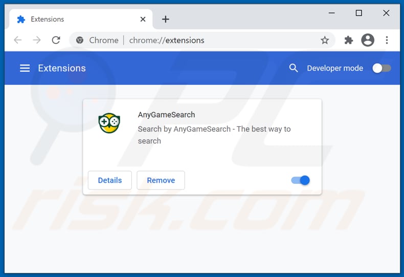Removing anygamesearch.com related Google Chrome extensions