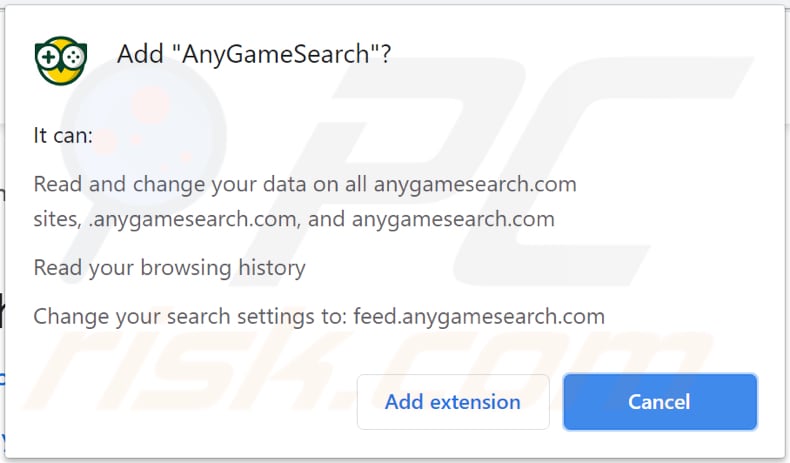anygamesearch browser hijacker notification
