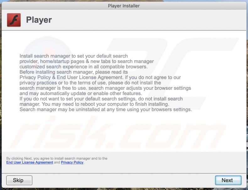 Delusive installer used to promote ApolloSearch adware (step 2)