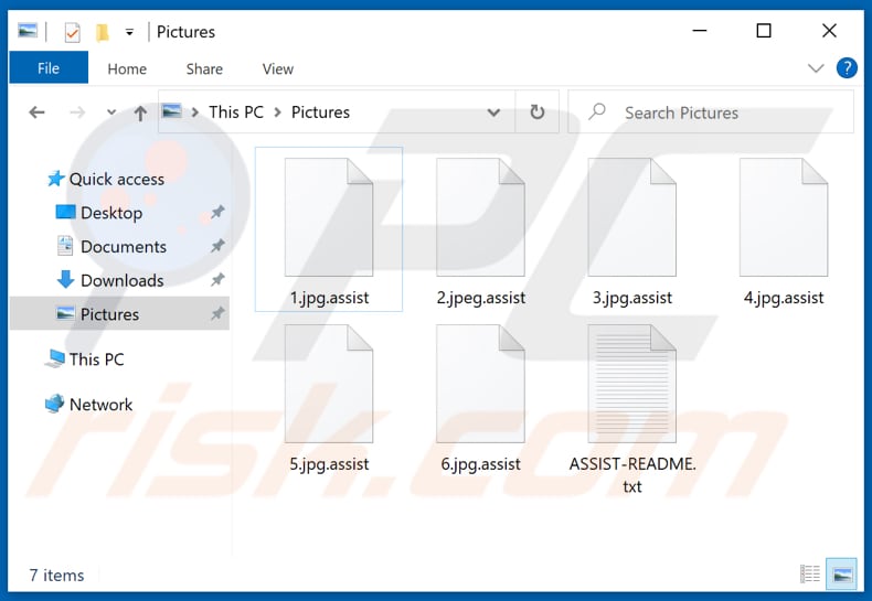 Files encrypted by Assist ransomware (.assist extension)