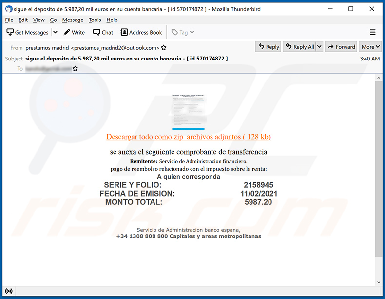 Banco De Espana spam email (2021-02-12)