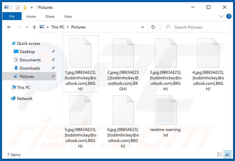 Files encrypted by BKGHJ ransomware (.BKGHJ extension)
