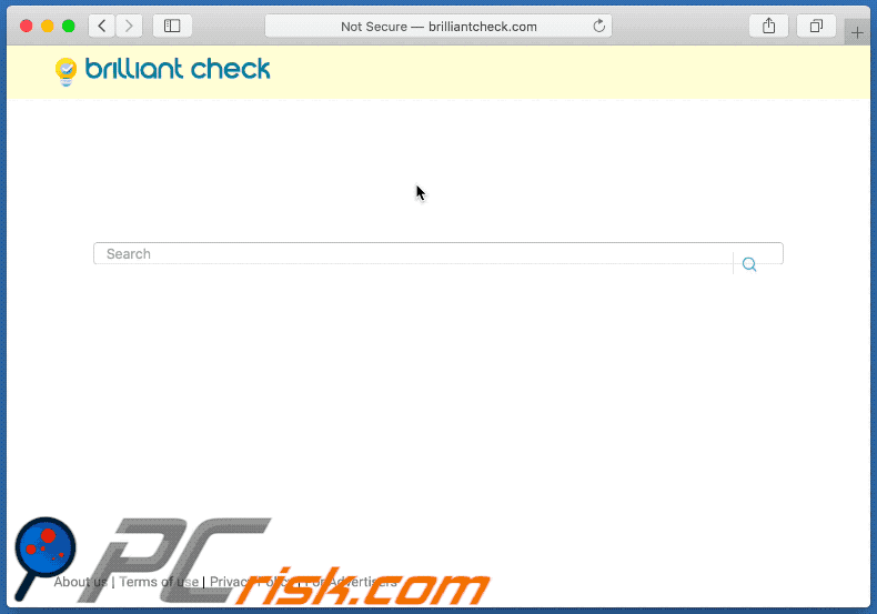 Brilliant Check browser hijacker appearance (GIF)