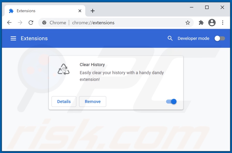 Removing Clear History ads from Google Chrome step 2