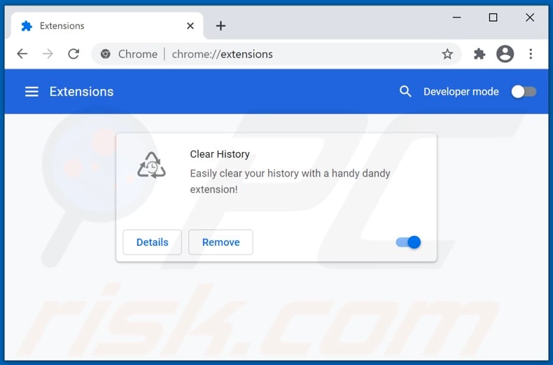 Removing Clear History ads from Google Chrome step 2