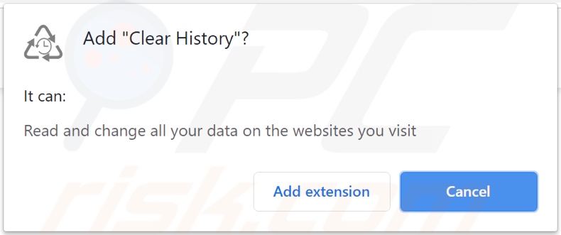 Clear History adware asking to be permitted to track data