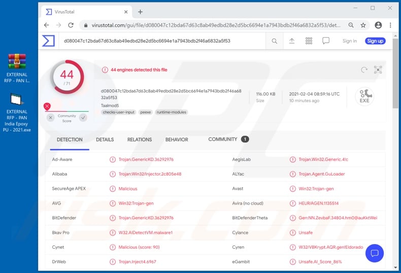 Detections of the malicious attachment spread via Coca Cola email spam campaign