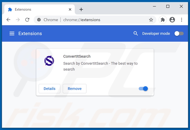 Removing convertitsearch.com related Google Chrome extensions