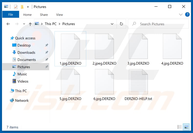 Files encrypted by DERZKO ransomware (.DERZKO extension)
