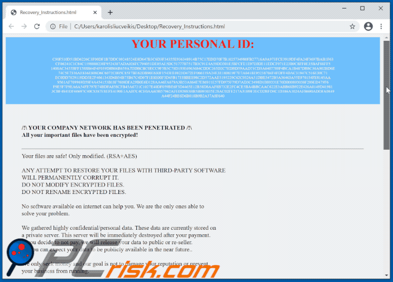 .pp (MedusaLocker) ransomware ransom note appearance GIF (Recovery_Instructions.html)