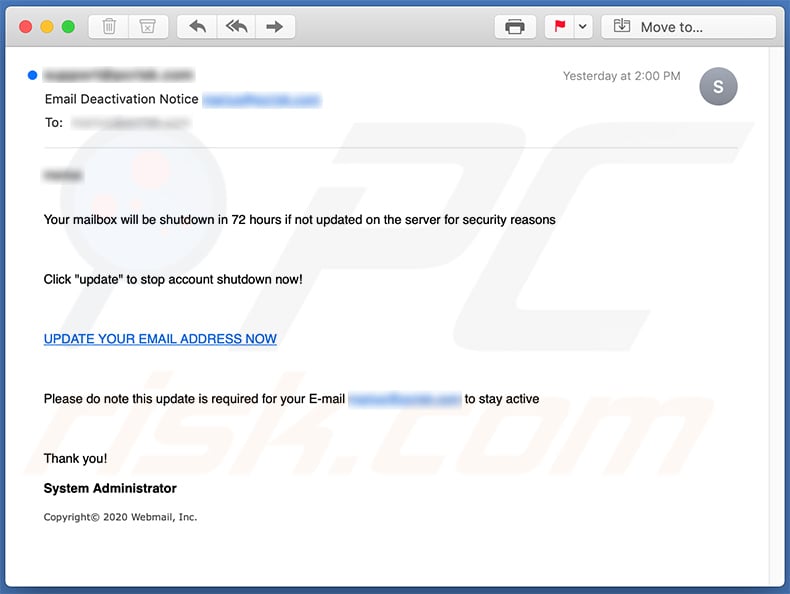 Email deactivation spam (2021-02-08)