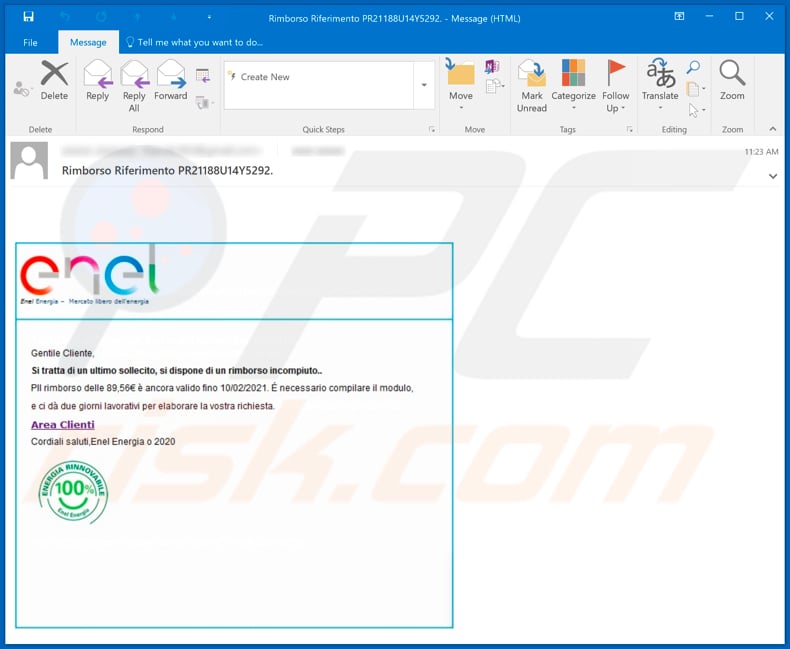 enel email virus phishing email