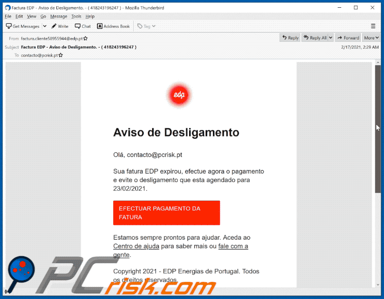 energias de portugal edp email virus letter appearance