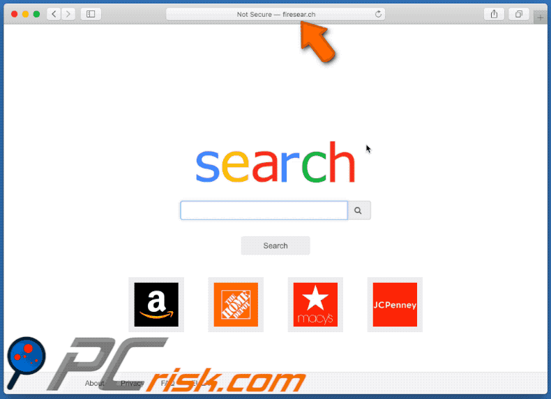 Fire Search browser hijacker appearance (GIF)