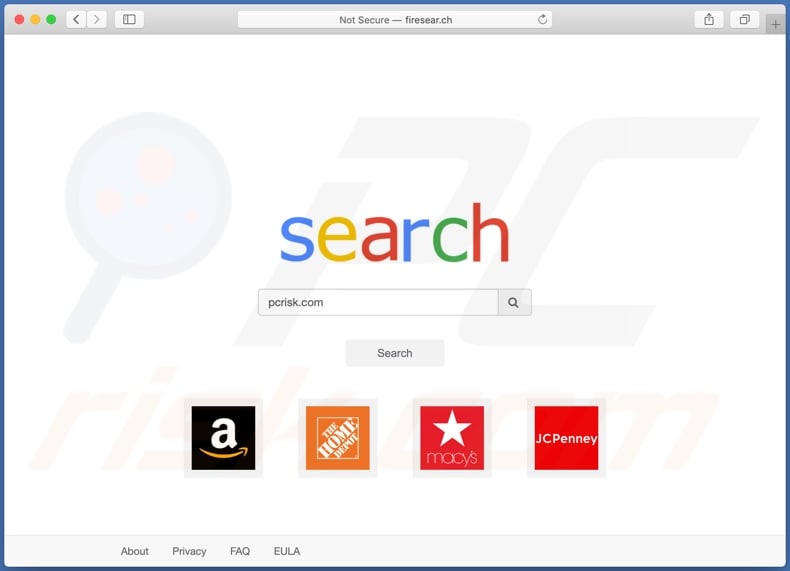 Fire Search browser hijacker on a Mac computer