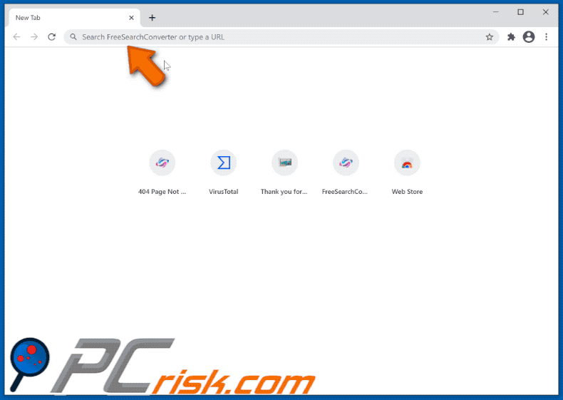 FreeSearchConverter browser hijacker redirecting to Yahoo (GIF)