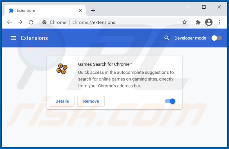 Removing games-search.net related Google Chrome extensions